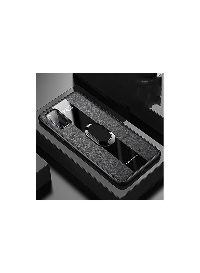 ELMO3EZZ Hard Tough Leather Magnetic Back Shockproof Drop Protection Kickstand Cover with Stand and Ring for Mi 12 TPro (Black)