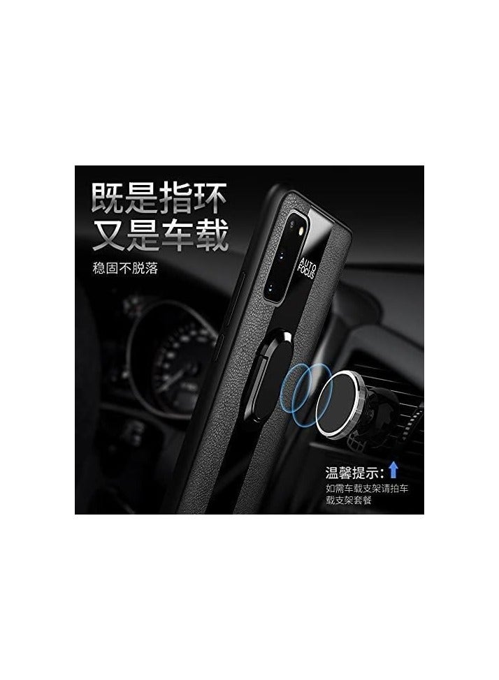 ELMO3EZZ Hard Tough Leather Magnetic Back Shockproof Drop Protection Kickstand Cover with Stand and Ring for Mi 12 TPro (Black)