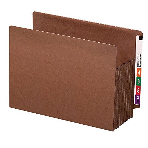 Smead End Tab TUFF® File Pocket, Reinforced Straight-Cut Tab, 7" Expansion, Tyvek® Gusset, Extra Wide Letter Size, Redrope, 5 per Box (73795) - Image 1