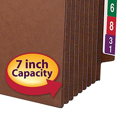 Smead End Tab TUFF® File Pocket, Reinforced Straight-Cut Tab, 7" Expansion, Tyvek® Gusset, Extra Wide Letter Size, Redrope, 5 per Box (73795) - Image 4