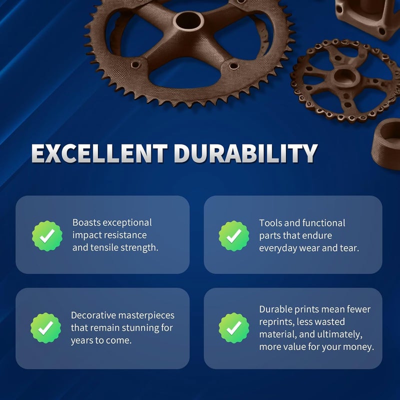 OVERTURE PLA Plus (PLA+) Filament 1.75mm, Stronger & More Durable, Professional Toughness 3D Printer Filament 1kg (2.2lbs), High Precision +/- 0.02mm, Tangle-Free (Chocolate) - Image 4