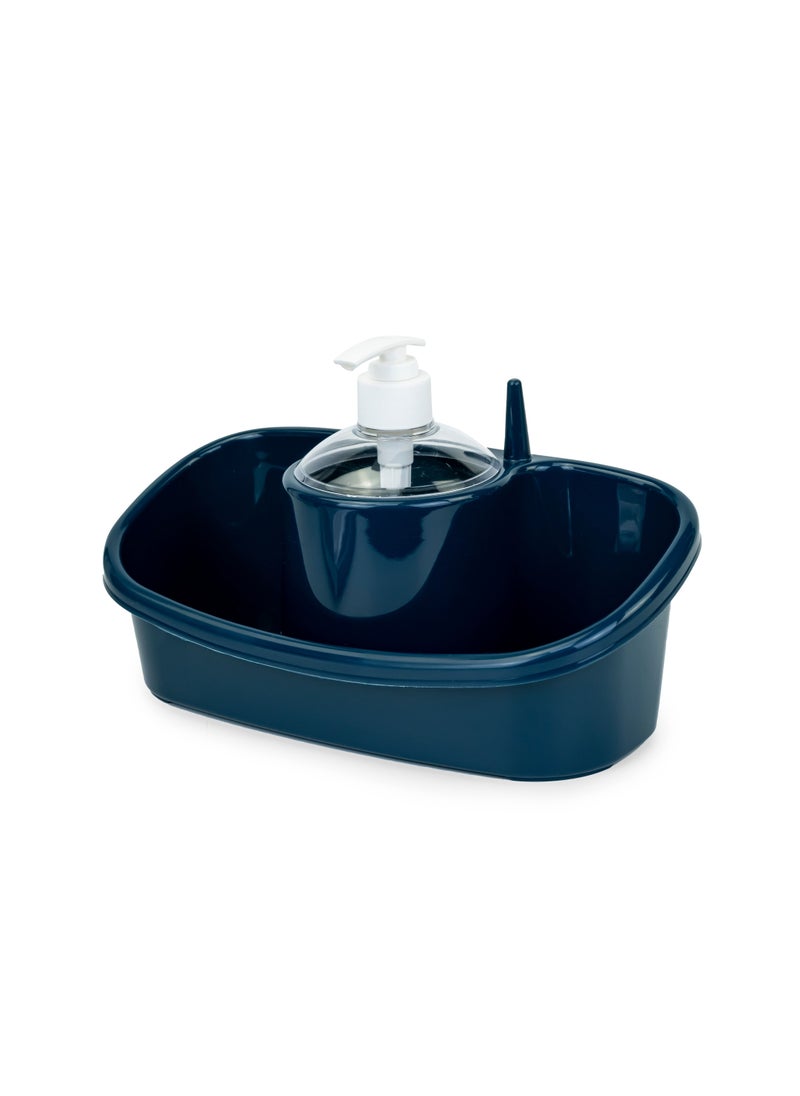 3 in 1 Soap Dispenser and Sponge Holder with Handy ring holder 250ml Deep peacock blue