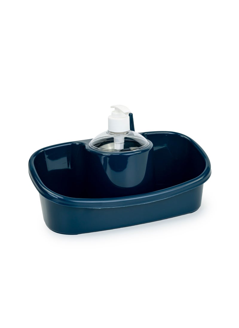 3 in 1 Soap Dispenser and Sponge Holder with Handy ring holder 250ml Deep peacock blue
