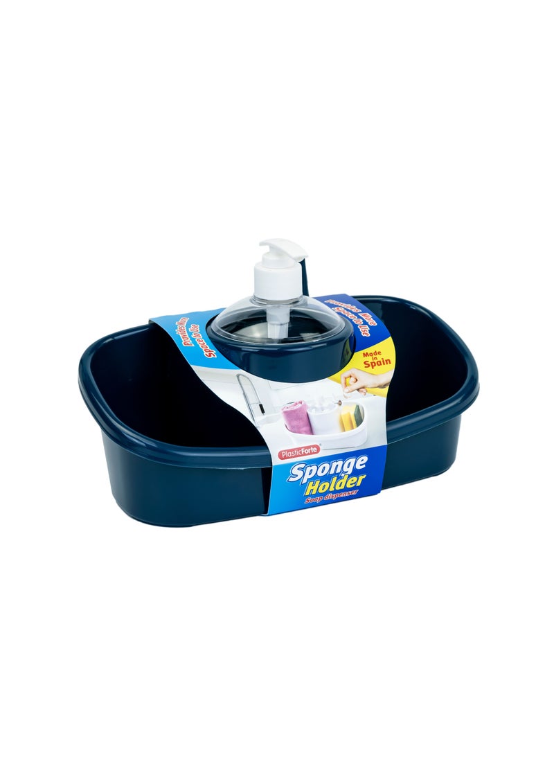 3 in 1 Soap Dispenser and Sponge Holder with Handy ring holder 250ml Deep peacock blue