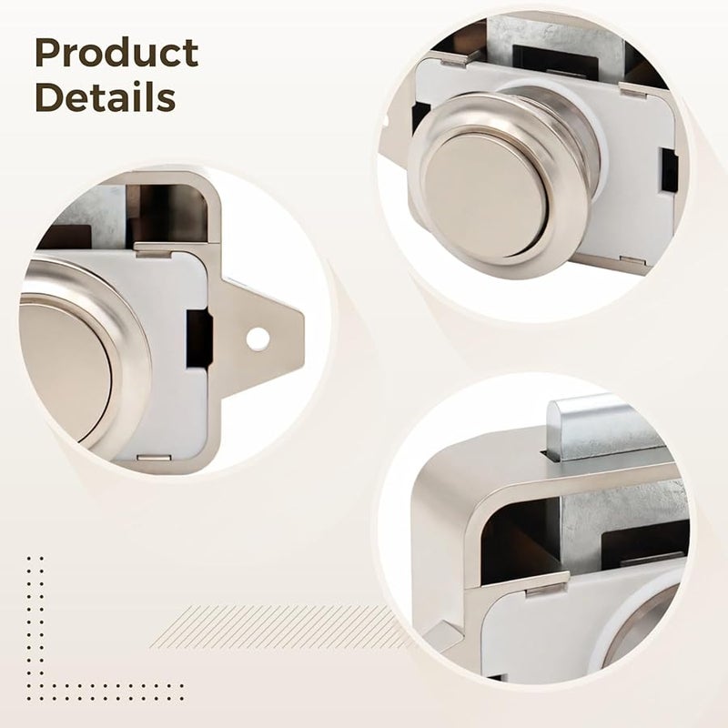 5 Pack Chrome Push Button Latches For Cabinets Marine Storage Locks RV Boat - Image 3