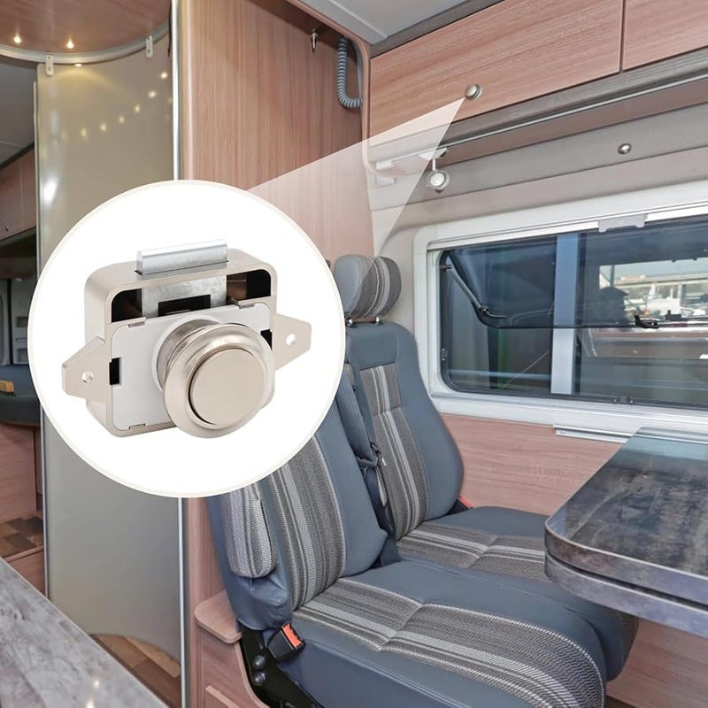 5 Pack Chrome Push Button Latches For Cabinets Marine Storage Locks RV Boat - Image 4