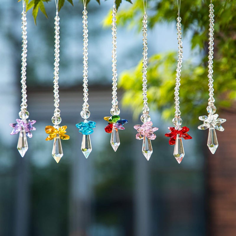 QFkris QF Rainbow Guardian Angel Crystal Suncatcher as Home/Car Decoration & Porch Decor & Hangings Crystal Glass Ornament (Clear) - Image 4