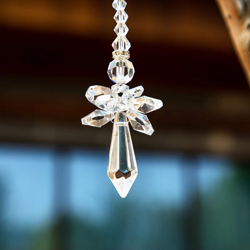 QFkris QF Rainbow Guardian Angel Crystal Suncatcher as Home/Car Decoration & Porch Decor & Hangings Crystal Glass Ornament (Clear) - Image 3