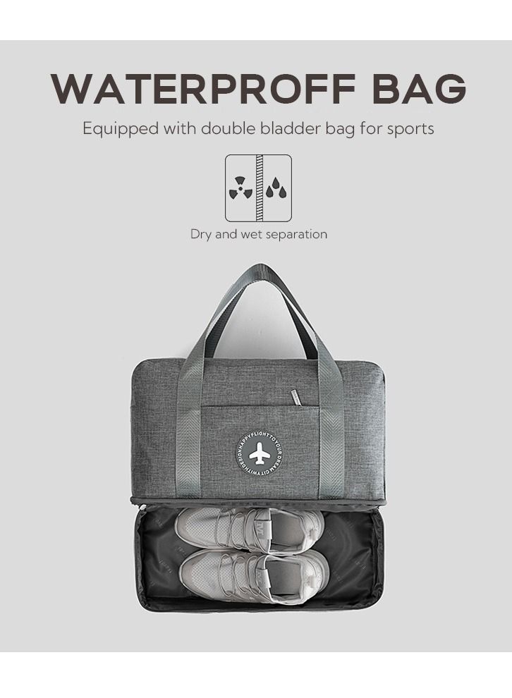 Haidue Large Capacity Portable Dry Wet Separation Fitness Bag Grey  - Image 2