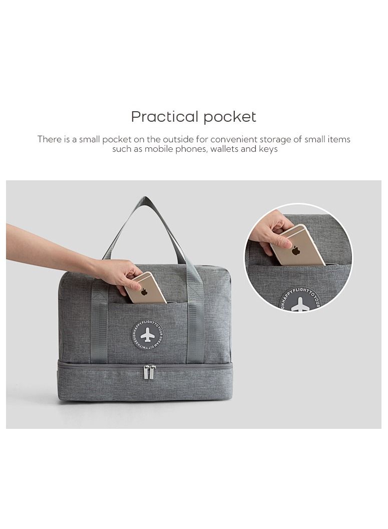 Haidue Large Capacity Portable Dry Wet Separation Fitness Bag Grey  - Image 3
