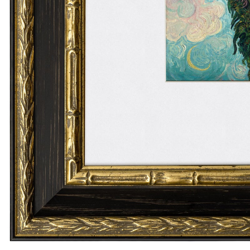 Yaetm 16x20 Vintage Picture Frame, Ornate Antique Gold 16x20 Frame for Wall, White Mat for 11x14 Photos, 1.4-inch Wide Molding - Portrait or Landscape - Wall Mount for Home (Black/Gold, 2 Pack) - Image 4