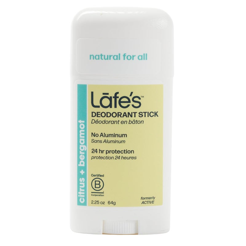 Lafes Natural Deodorant  225oz Aluminum Free Natural Deodorant Stick for Women  Men  Paraben Free  Baking Soda Free with 24Hour Protection  Citrus  Bergamot  Formerly Active