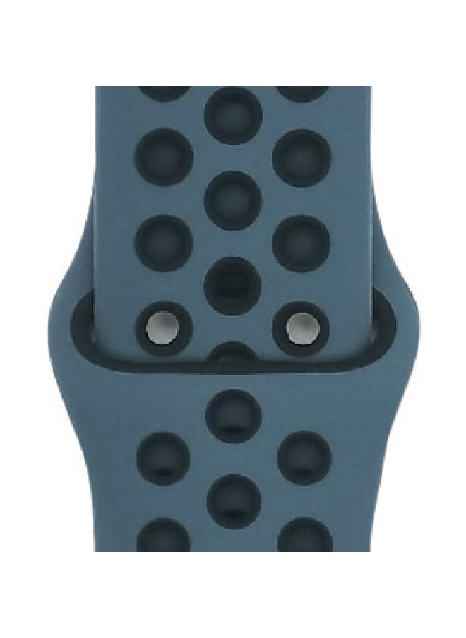 Generic - Suitable For Apple Two-color Silicone Nike Strap Nike Hole Apple Iwatch Breathable Sports Watch Strap-Color:42 Green Feather + Black-Specifications:42/44/45/49mm-S - Image 1