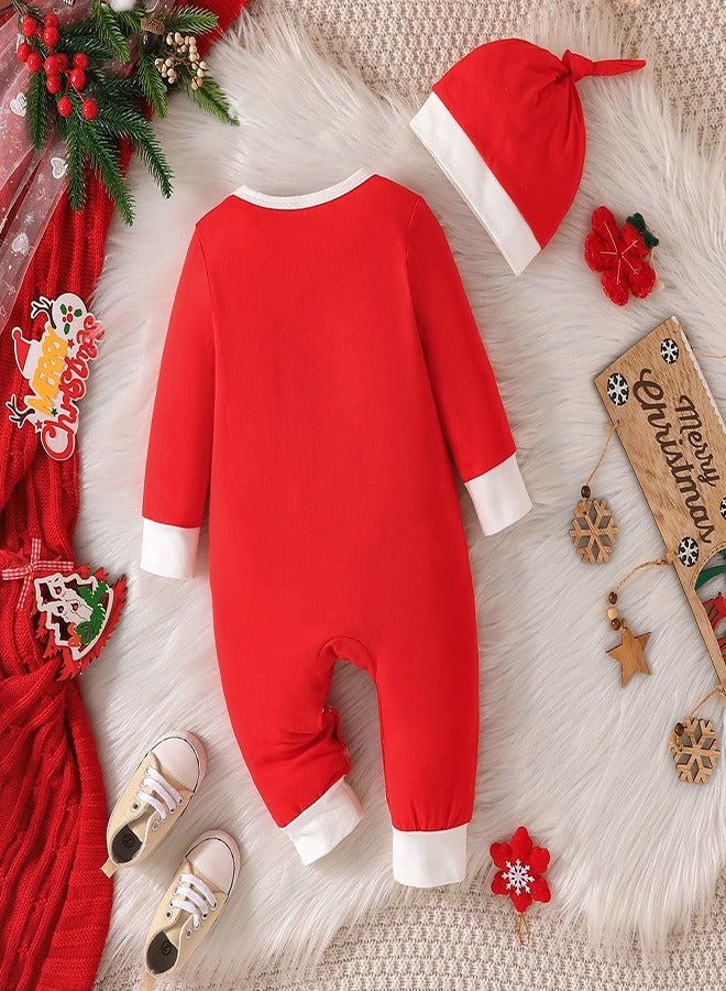 babyqlo Merry Christmas Red Romper with Hat Set - Image 2
