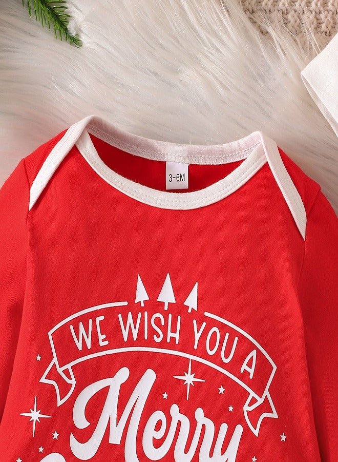 babyqlo Merry Christmas Red Romper with Hat Set - Image 3