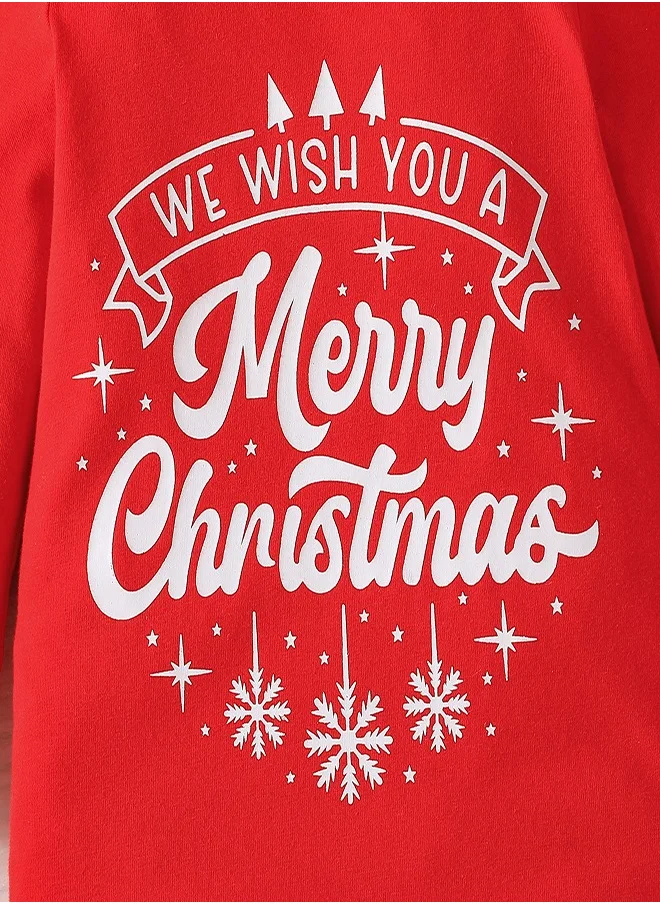 babyqlo Merry Christmas Red Romper with Hat Set