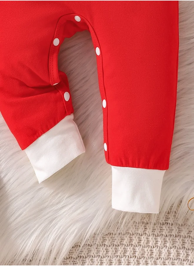 babyqlo Merry Christmas Red Romper with Hat Set