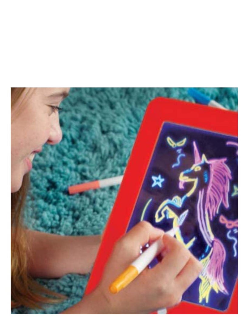 SYOSI Drawing Tablet, Magic Pad, Erasable Doodle Board Includes Smooth Fun Guide Glow Boost, 6 Double Sided Markets, Dry Erasers for Kids Draw Sketch Birthday Present  - Image 4