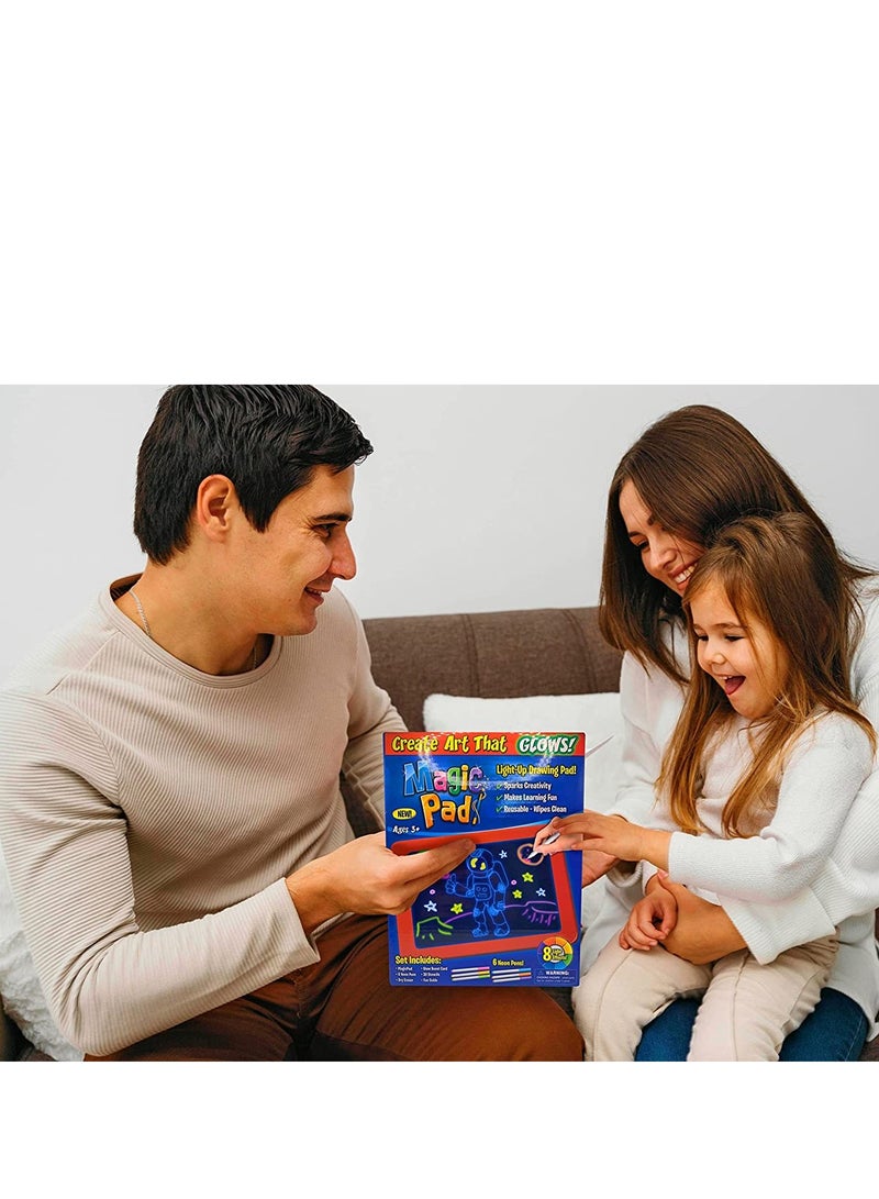 SYOSI Drawing Tablet, Magic Pad, Erasable Doodle Board Includes Smooth Fun Guide Glow Boost, 6 Double Sided Markets, Dry Erasers for Kids Draw Sketch Birthday Present  - Image 3