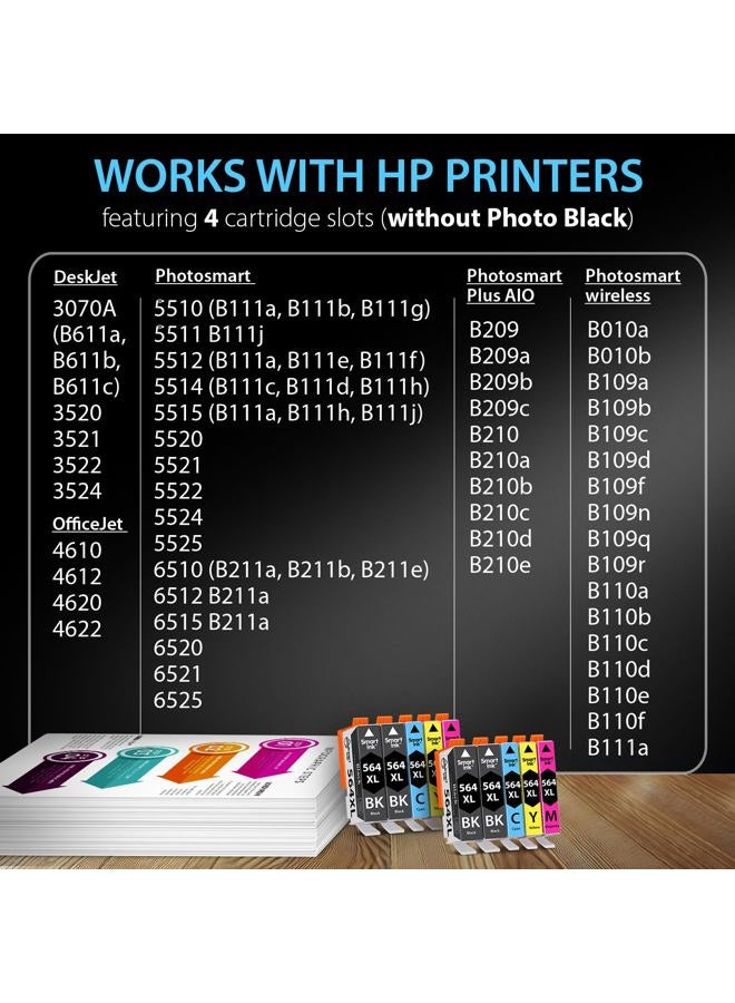 Smart Ink Compatible Ink Cartridges for HP 564 XL 564XL High Yield 10 Pack(4BK & 2C/M/Y) for HP 3520 3521 3522 3070A 4610 4620 4622 5510 5512 5515 5520 5522 5525 6510 6515 6520 6525 B209a B210a B210e - Image 3
