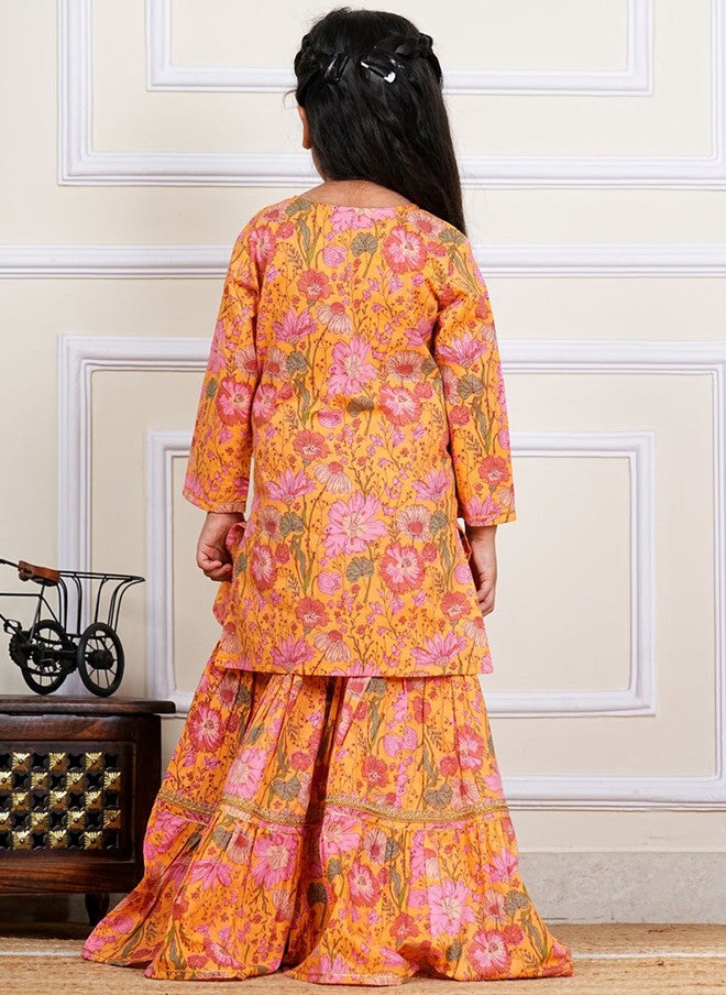 COTLAND FASHION Girls Floral Printed Pure Cotton Straight Kurti with Sharara - Image 5