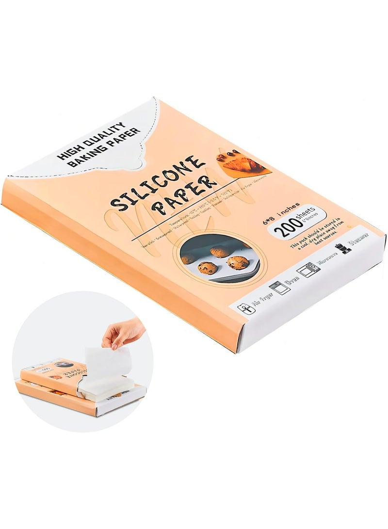 SMARTAKE Parchment Paper Sheets 200Pcs, 6 * 8 in Precut Non-Stick Baking Parchment Paper for Oven Liners/Air Fryer/Grilling,White Parchment Sheets for Baking Air Fryer Paper Liners - Image 1
