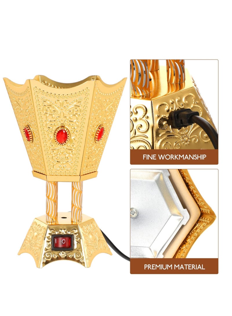 REFURA Electric Incense Burner - Plug-in Incense Burner  - Retro Burner Ornament Arabic Decor Aroma Centerpiece Gold RE-4632 - Image 5