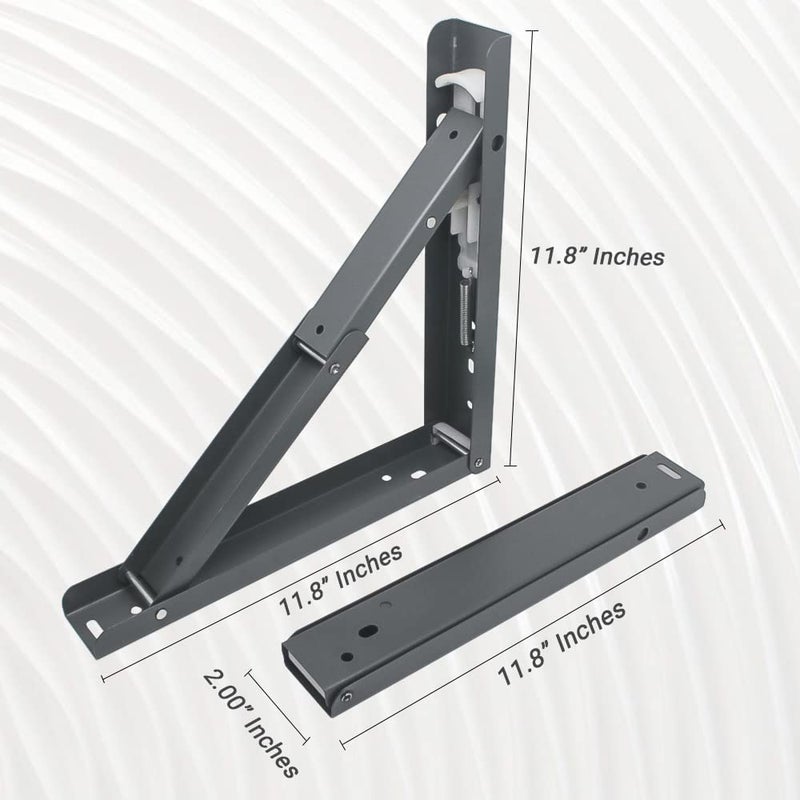 Hyderon Heavy Duty 12 Foldable Mild Steel Racks and Shelves Brackets with Fittings for fold Down Table or fold Down Racks Loading Capacity 150Kg 12 300 mm - Image 2