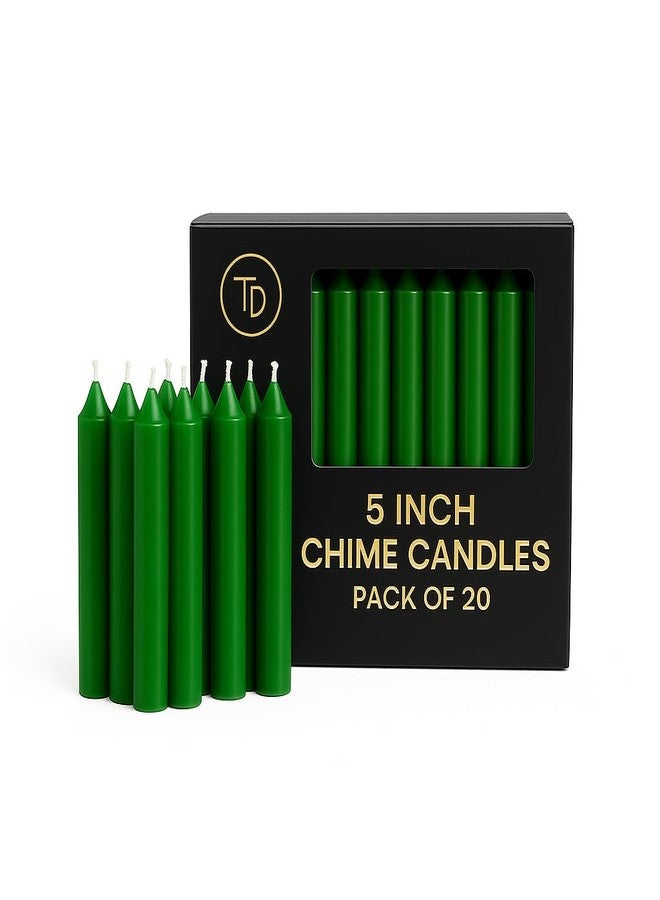 True Decor Wax 5" Green Pack Of 20 Chime/Spell/Mombati Candles || Green Candles For Money, Success, Health And Good Luck || Burn Time 4 Hrs - Image 1