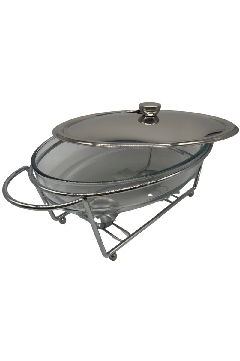 القناص سخان بوفيه بيضاوي غطاء استيل  صينيه قزاز بايركس  2 شمعة  سعه 2 لتر - Image 3