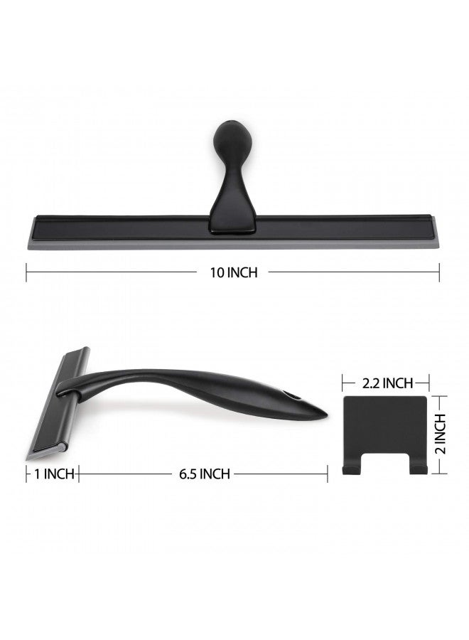 HIWARE All-Purpose Shower Squeegee for Shower Doors, Bathroom, Window and Car Glass - Black, Stainless Steel, 10 Inches - Image 2