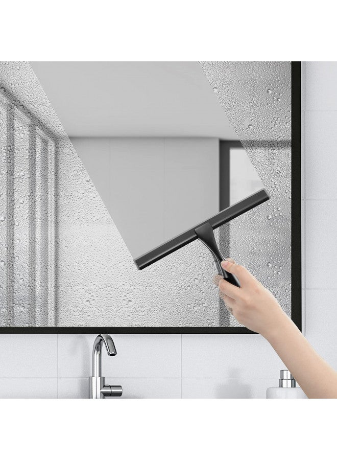 HIWARE All-Purpose Shower Squeegee for Shower Doors, Bathroom, Window and Car Glass - Black, Stainless Steel, 10 Inches - Image 3