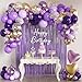 MEBAY 157Pcs Purple and Gold Balloons Garland Arch Kit with Fringe Curtain for Girl Princess Woman Birthday Bridal Baby Shower Engagement Wedding Party Decorations - Image 2