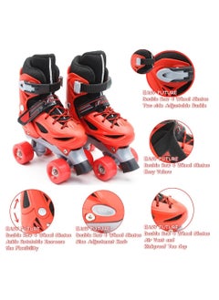 EASY FUTURE Future Roller Skates Adjustable Size Double Row 4 Wheel Skates Children Skates For Boys And Girls Including Protective Gear Knee Elbow Wrist  - Image 1