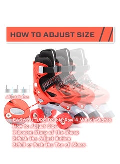 EASY FUTURE Future Roller Skates Adjustable Size Double Row 4 Wheel Skates Children Skates For Boys And Girls Including Protective Gear Knee Elbow Wrist  - Image 2