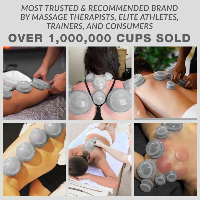 Lure Essentials Edge Silicone Cupping Set, Cupping Kit for Massage Therapy, Long Lasting Cups for Professional & Home Use, Body Sculpt Cup for Cellulite, Ultra Transparent Clear (8 Count) - Image 5