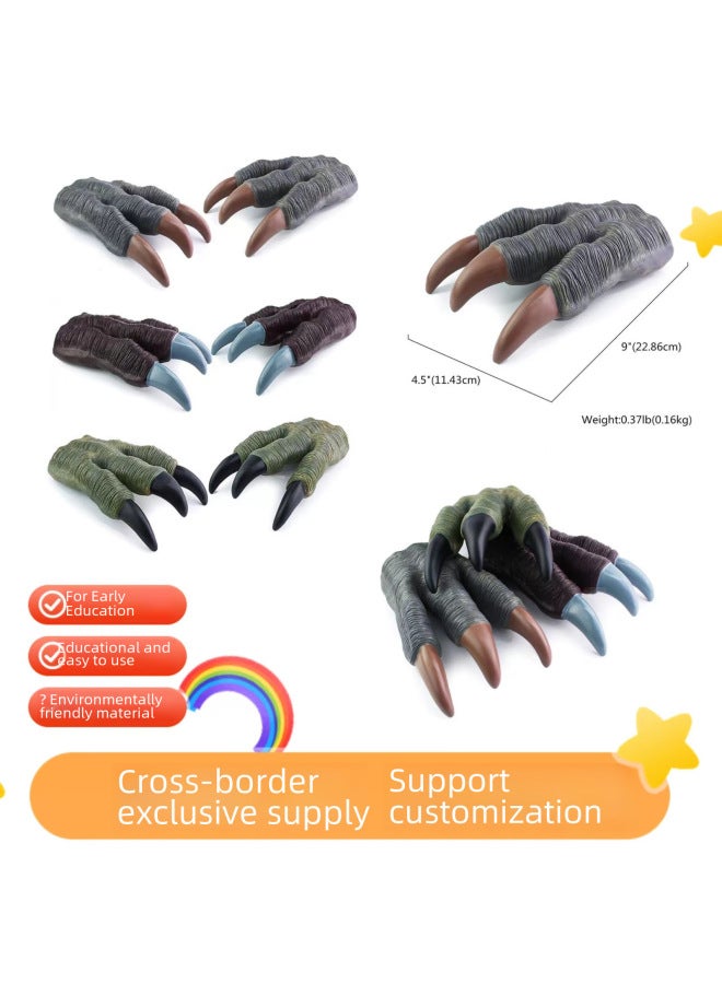 Loquat Vinyl Toy  Dinosaur Puppet Gloves Soft Rubber Triceratops Tyrannosaurus Children Model-Color:One Bulk Dinosaur Hand Puppet (green) - Image 2