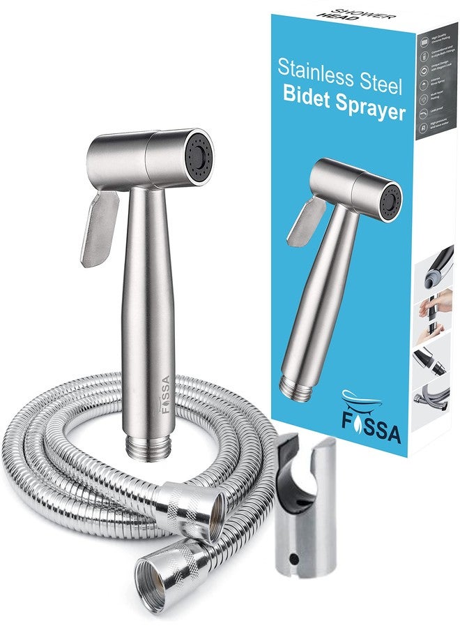 Fossa Hand Held Bidet Sprayer - Premium ABS Health Faucet for Toilet with Stainless Steel 1 Meter Hose Pipe | Matte Finish (Silver) - Image 1