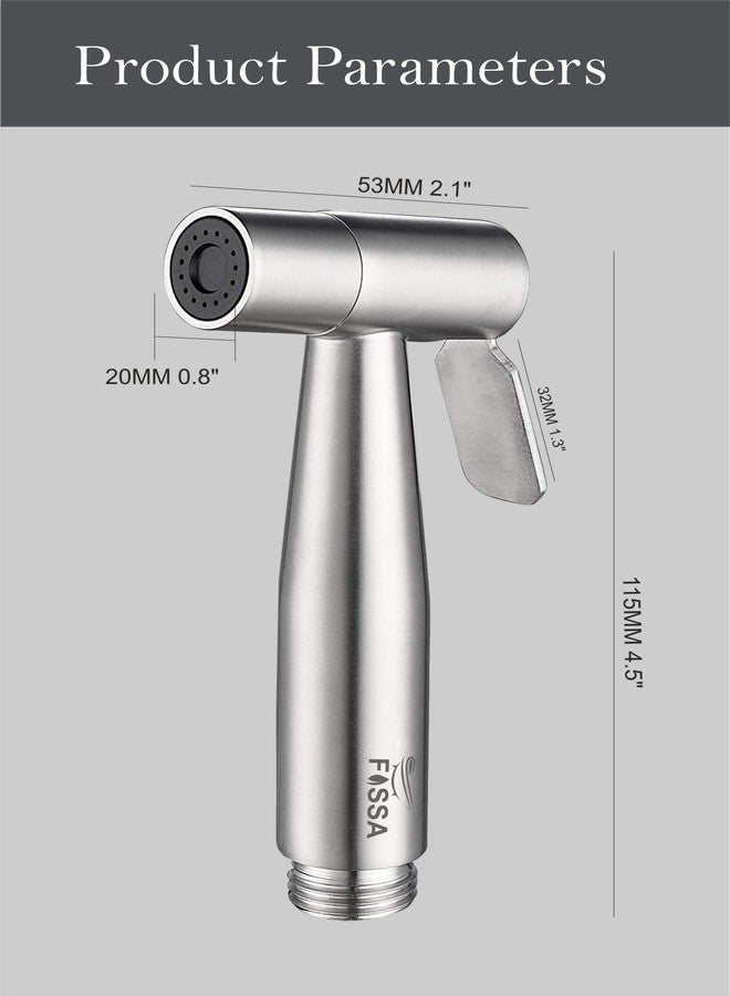 Fossa Hand Held Bidet Sprayer - Premium ABS Health Faucet for Toilet with Stainless Steel 1 Meter Hose Pipe | Matte Finish (Silver) - Image 2