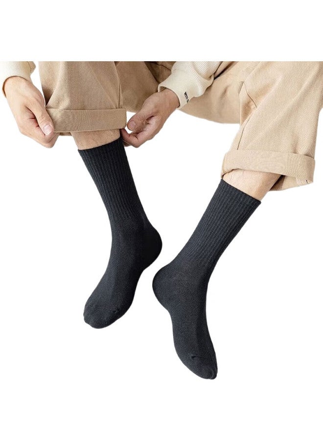 yimian Men'S Socks【Moisture Wicking And Breathable】Mid-Calf Socks Spring Autumn Men'S Socks Solid Color Black White Trendy Sports Style Eight Pairs For All Seasons - Image 1