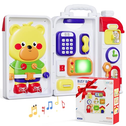 HYES Montessori Busy Board for Toddlers 13 24Musical Toy for 1218 Month Age Early Educational Learning Birthday for 1 Year Old Boys Girls - Image 1