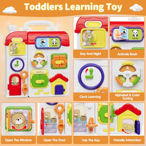 HYES Montessori Busy Board for Toddlers 13 24Musical Toy for 1218 Month Age Early Educational Learning Birthday for 1 Year Old Boys Girls - Image 5