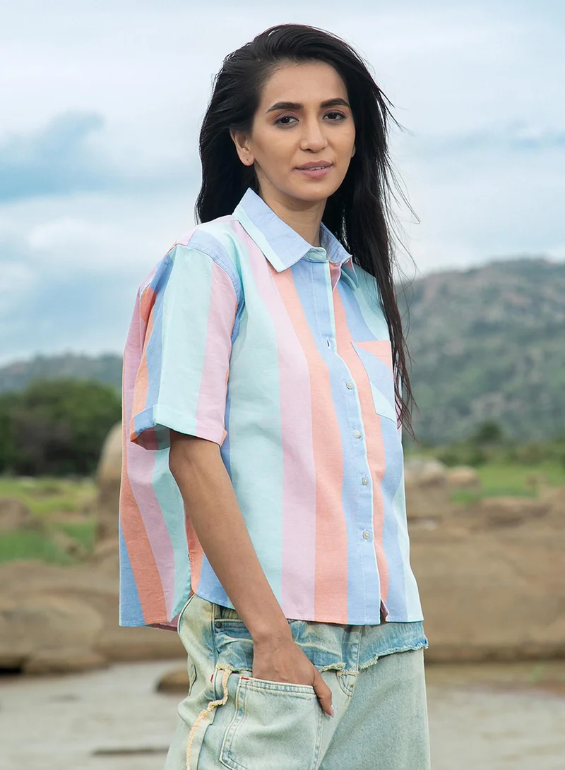 Pinacolada  Women's Multicolour Striped Boxy Shirt for Women | Best Price UAE
