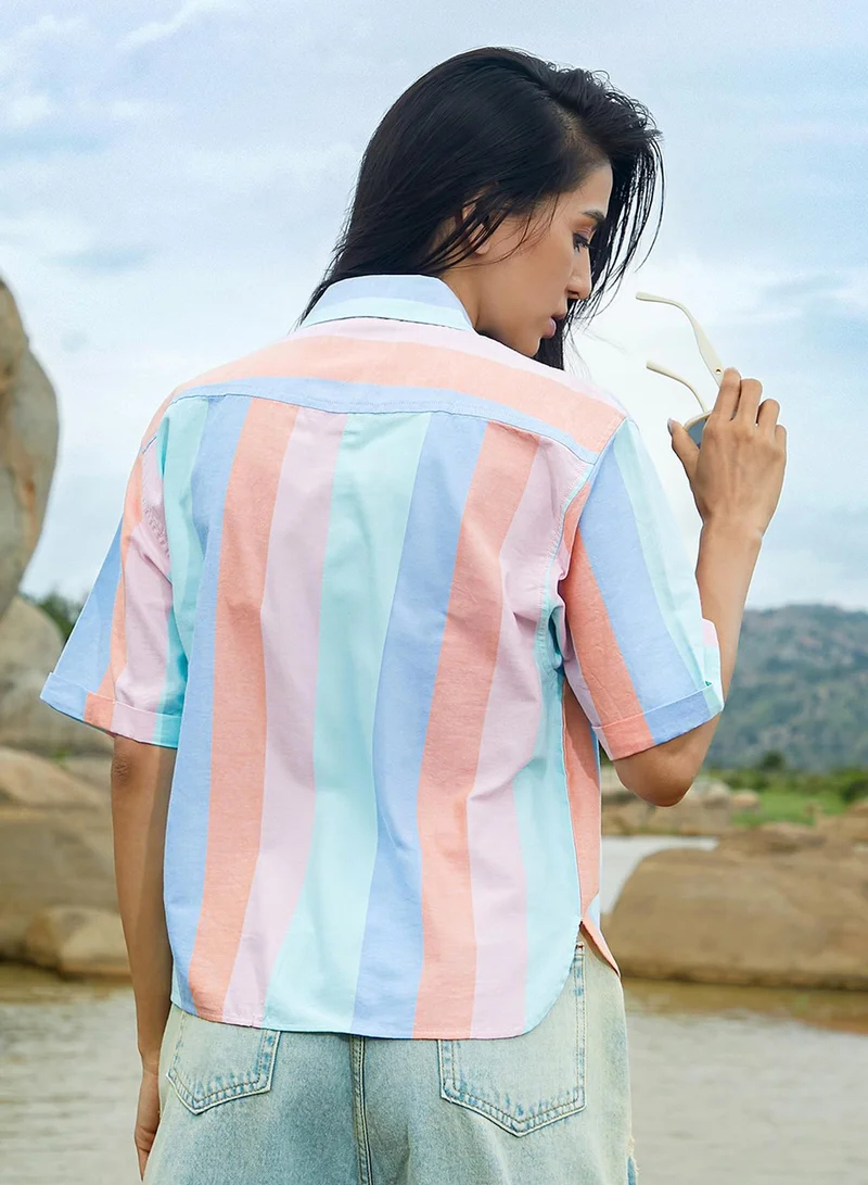 Pinacolada  Women's Multicolour Striped Boxy Shirt for Women | Best Price UAE