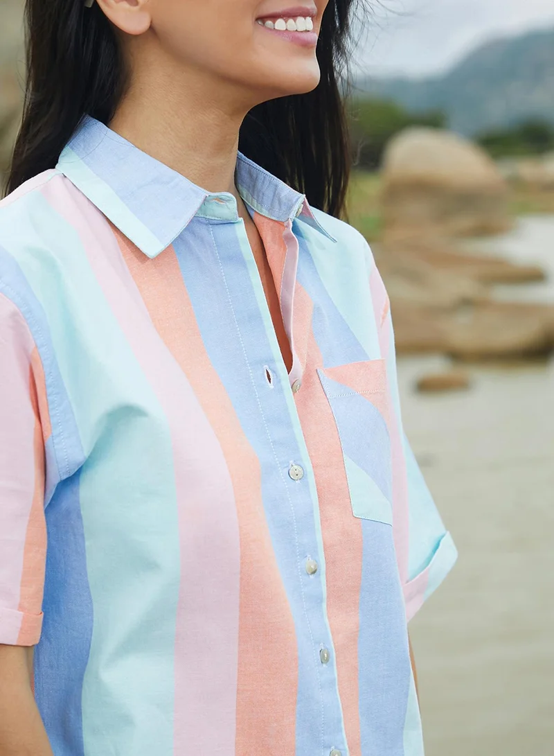 Pinacolada  Women's Multicolour Striped Boxy Shirt for Women | Best Price UAE