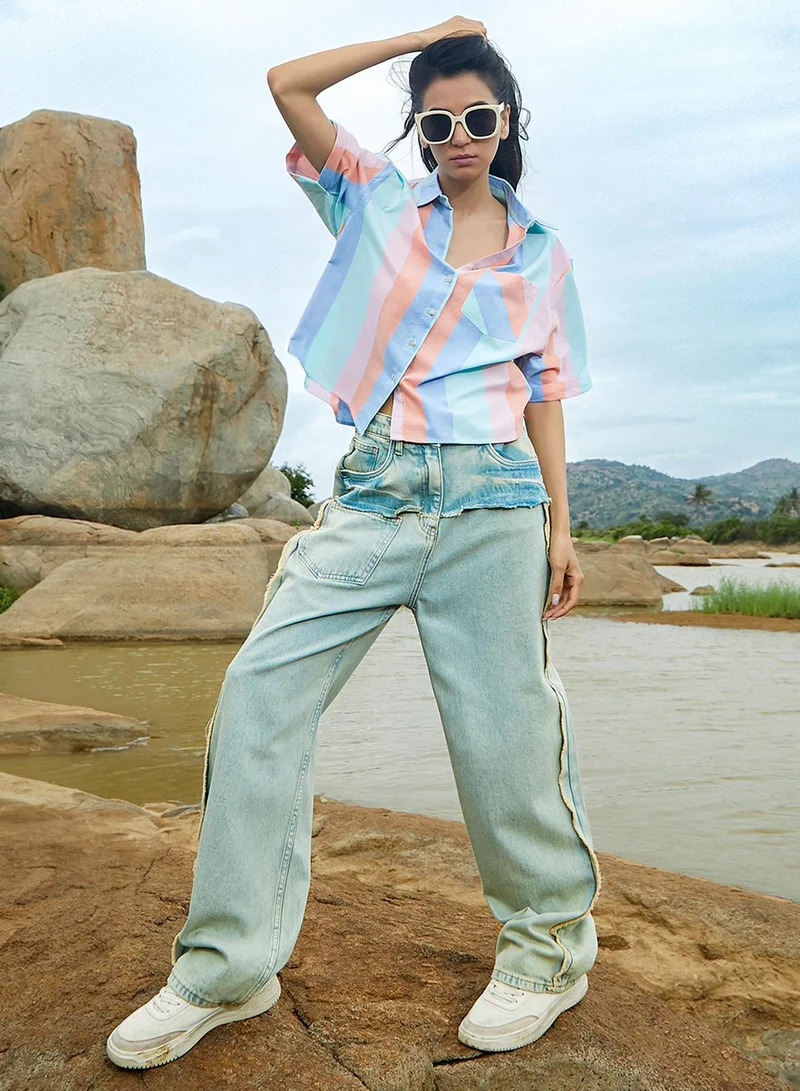 Pinacolada  Women's Multicolour Striped Boxy Shirt for Women | Best Price UAE