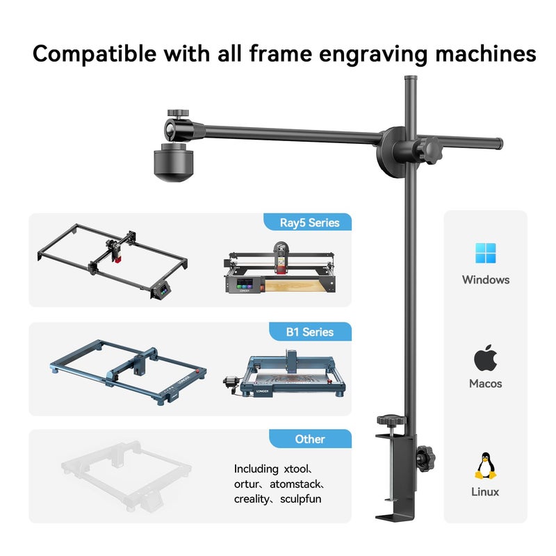 LONGER LightBurn Camera Kit for Laser Engravers â€“ 5MP Time-Lapse Digital Camera with Precise Positioning, Multi-Task Engraving, and Preview Support for LightBurn - Image 4