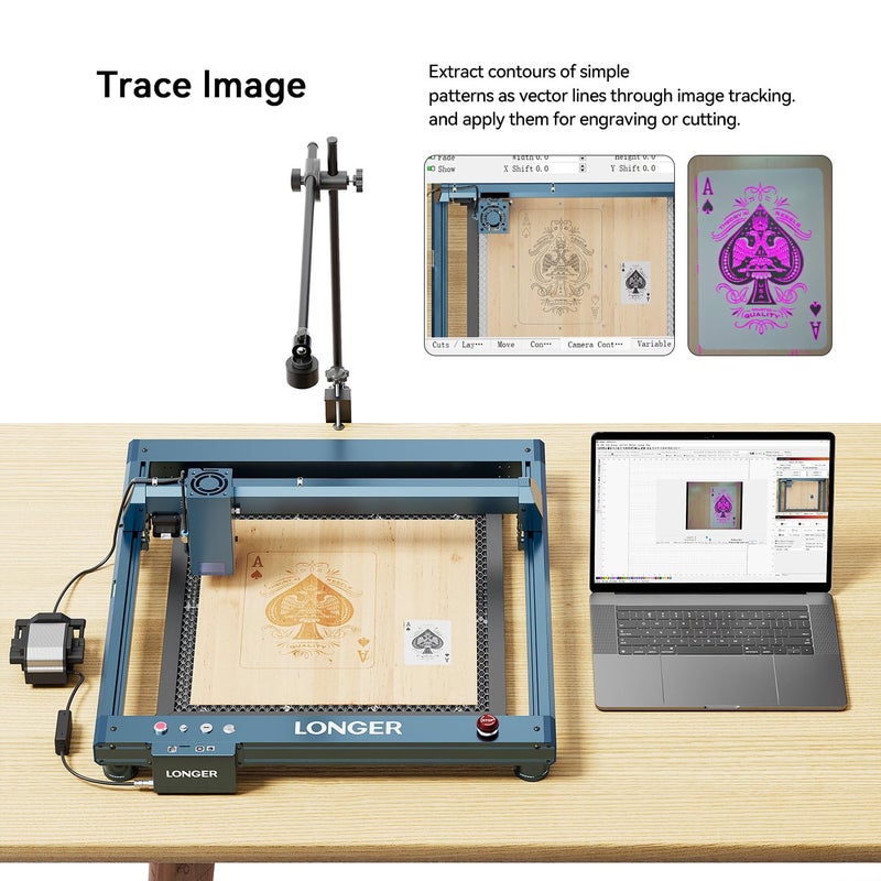 LONGER LightBurn Camera Kit for Laser Engravers â€“ 5MP Time-Lapse Digital Camera with Precise Positioning, Multi-Task Engraving, and Preview Support for LightBurn - Image 5