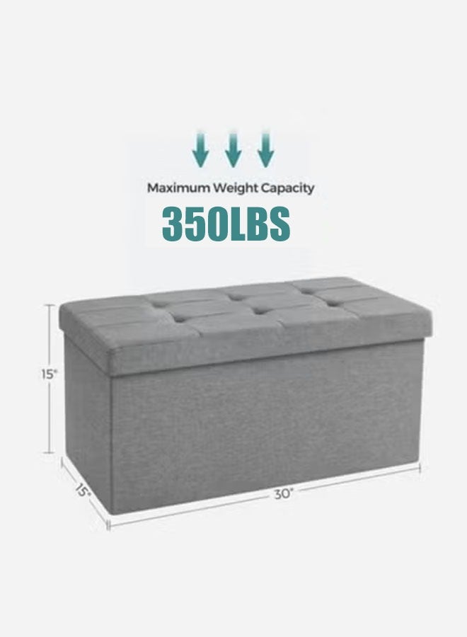 زهرة يانغ مقعد تخزين قابل للطي مقاس 30 بوصة ، صندوق تخزين ، مسند أقدام ، رمادي فاتح - Image 2