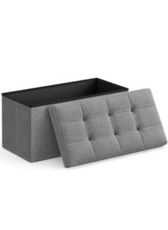 Hanayo 30-inch Folding Storage Stool, Storage Box, Footstool, Light Gray  - Image 1